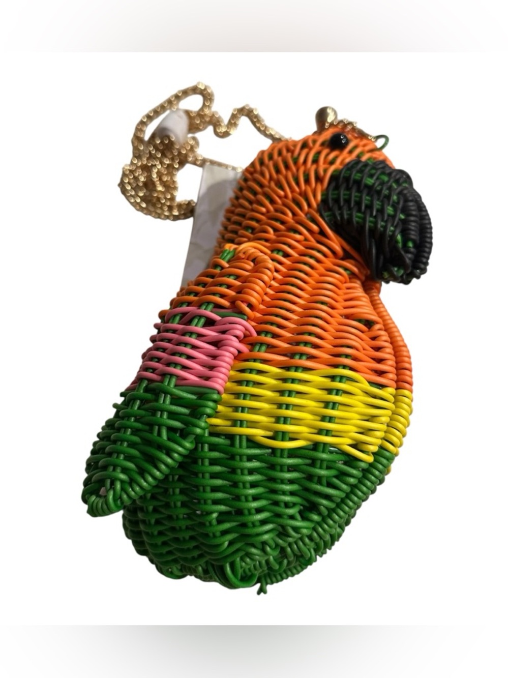 Tommy Bahama Colorful Woven Parrot Purse- Orange, Green, Yellow, Pink - Picture 2 of 8